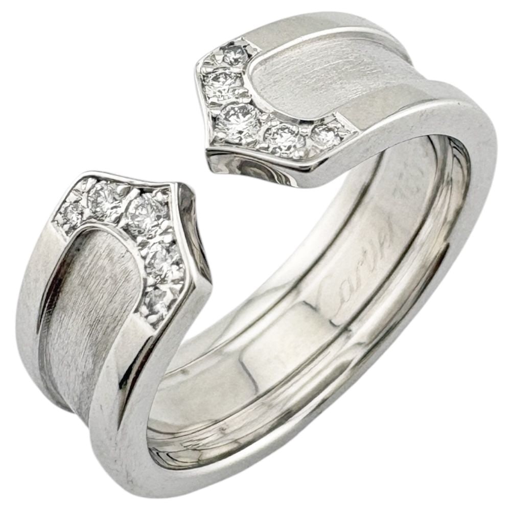 Second-hand - Cartier C2 ring size 13 18K white gold diamond ladies CARTIER: Brand: Cartier Target: Women Color: Silver Series: C2 Season: All seasons Weight: Approximately 7.9 grams Country of Origin: France Gemstone: Diamond Size: 13 Ring Width: Approximately 6.5 millimeters