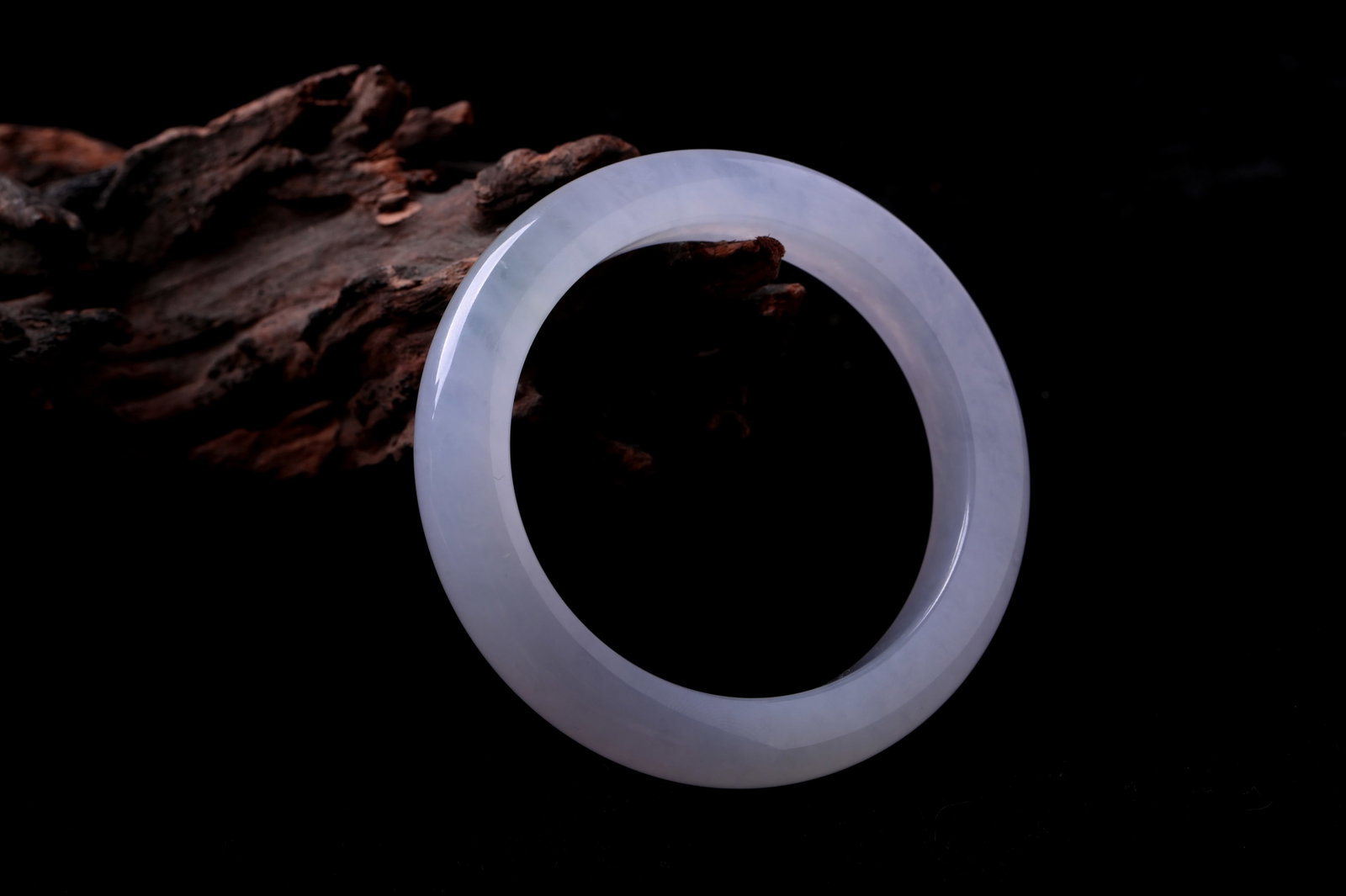 Natural Icy Jadeite Bangle White Moonlight Certified Jade Bracelet (1 of 9)