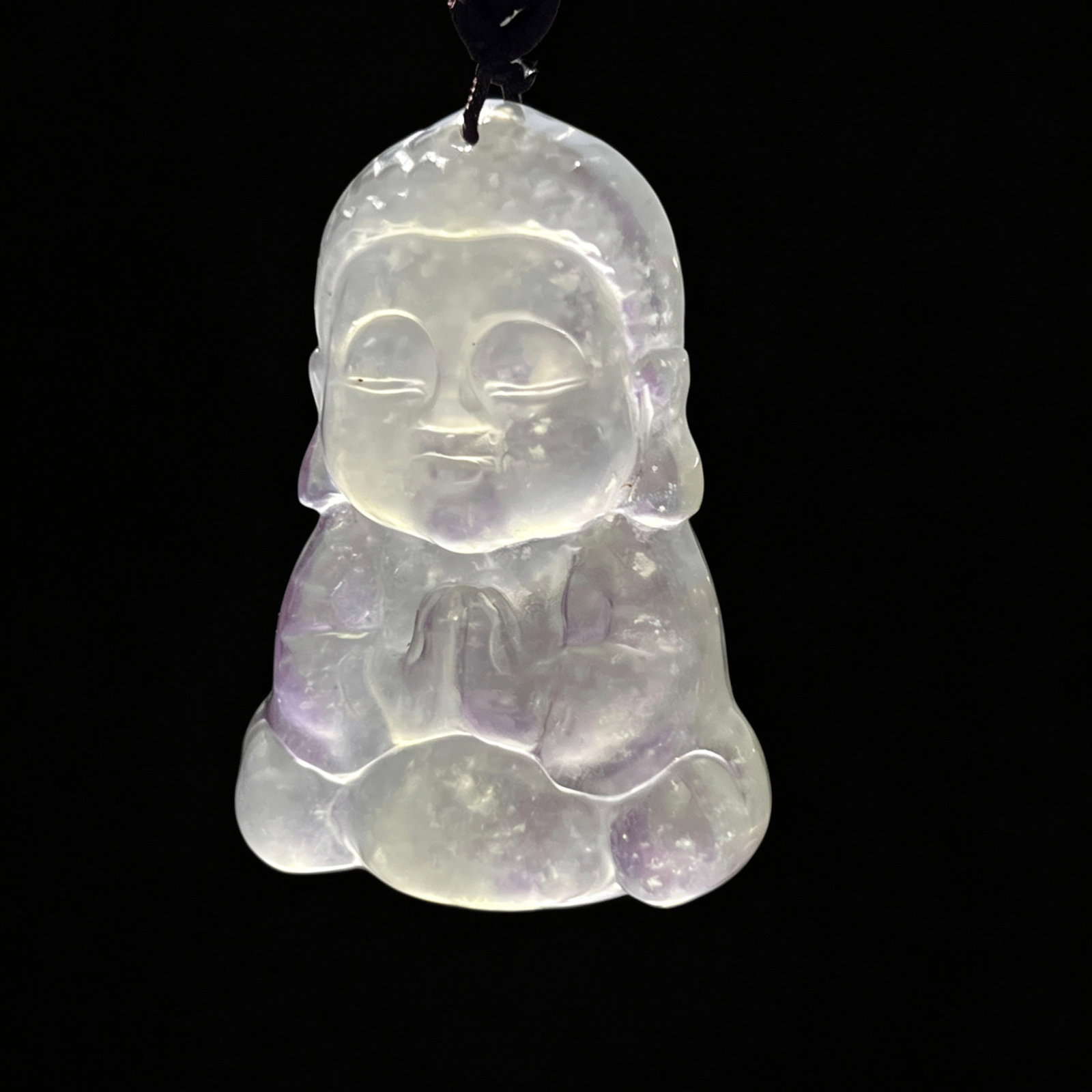 Icy Jadeite Buddha Pendant, Carved Figure Pendant, Approx. 30g (1 of 9)