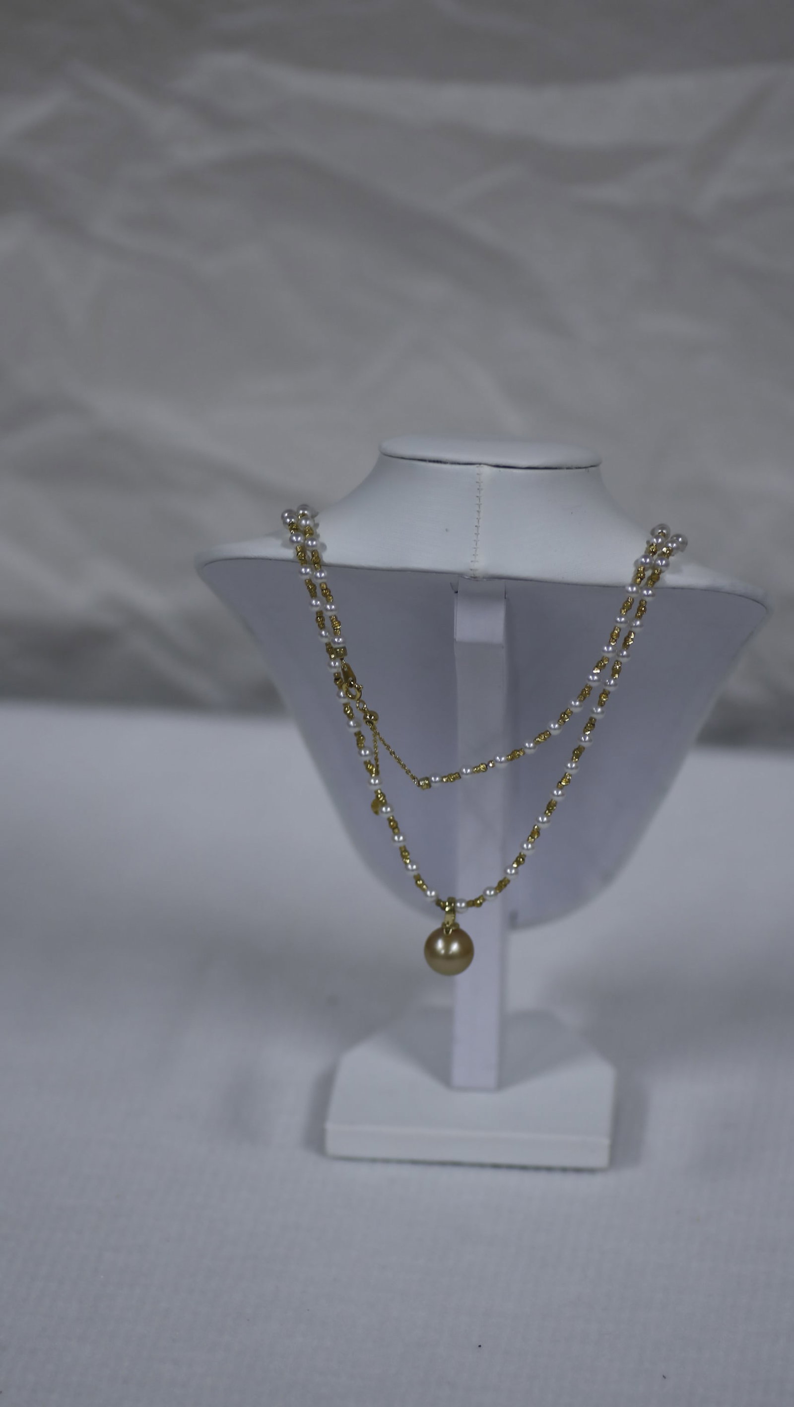 Natural Golden Seawater Pearl & Akoya Pearl Long Necklace with Pearl Pendant, Certificate Included - 12