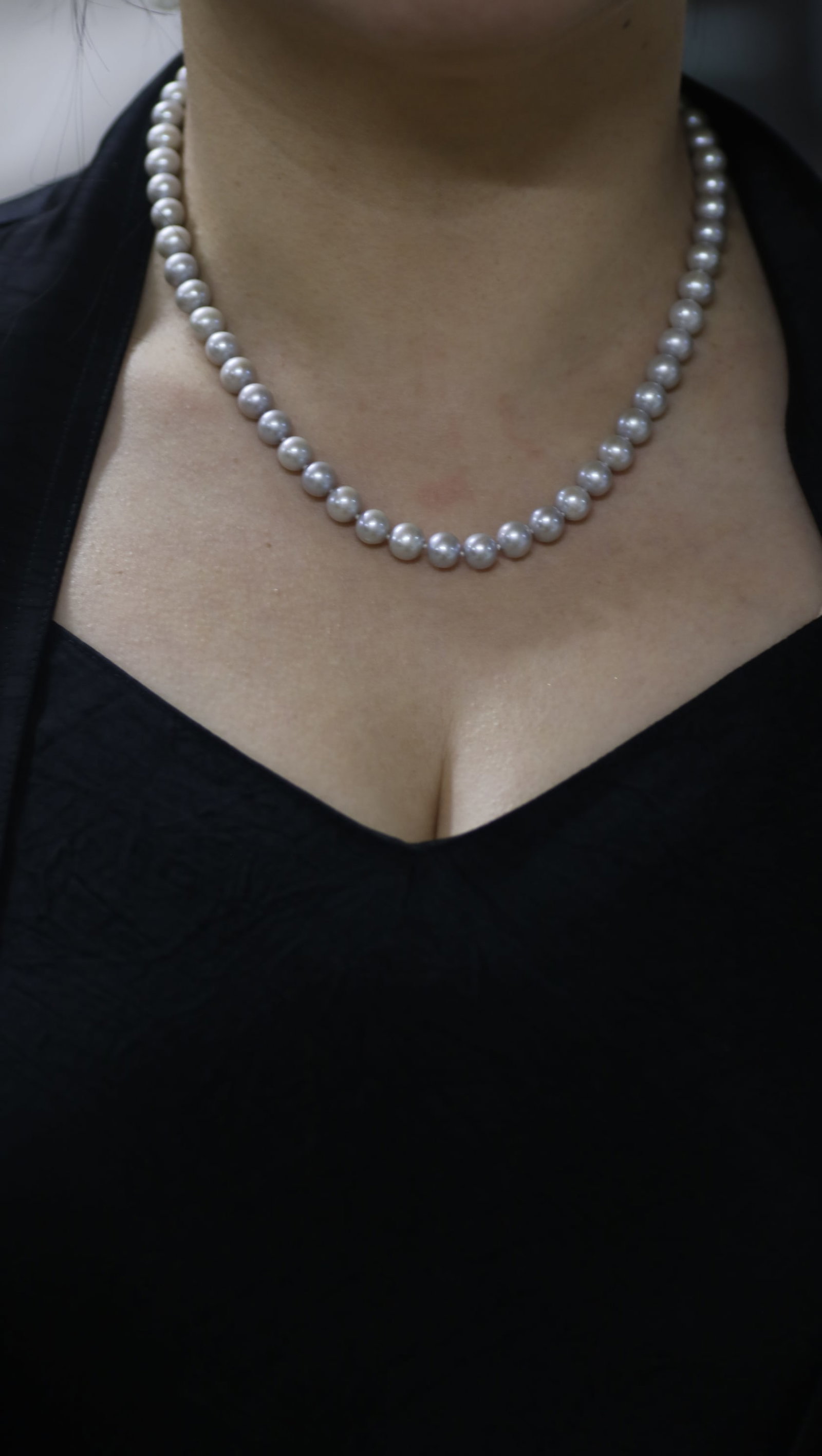 Natural Akoya Pearl Necklace, Near Round Pearls, Approx. 8mm, 460mm Length (1 of 8)
