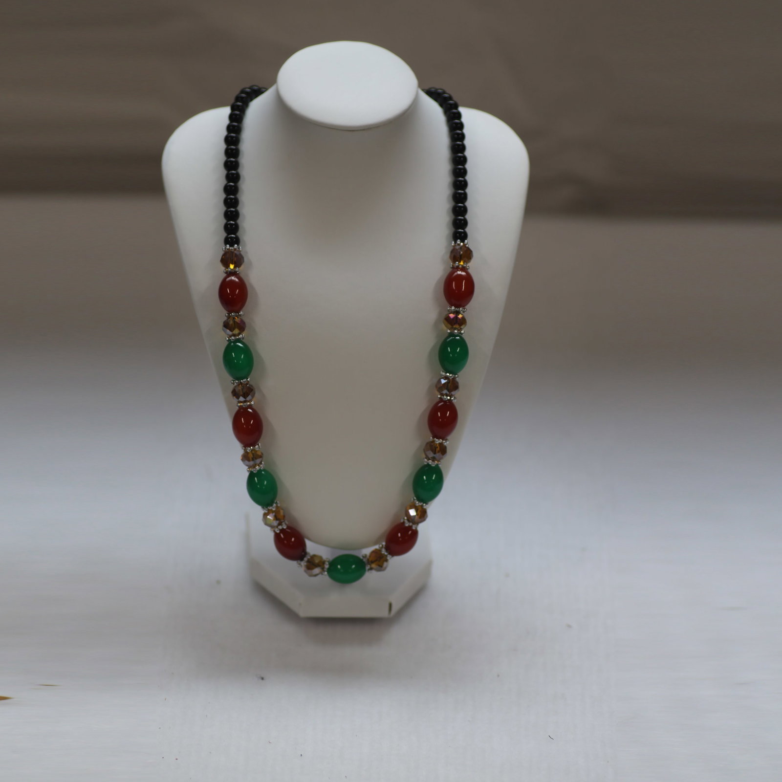 Multi Gemstone Necklace with Chalcedony, Agate, Garnet & Crystal, 640mm Length (1 of 6)