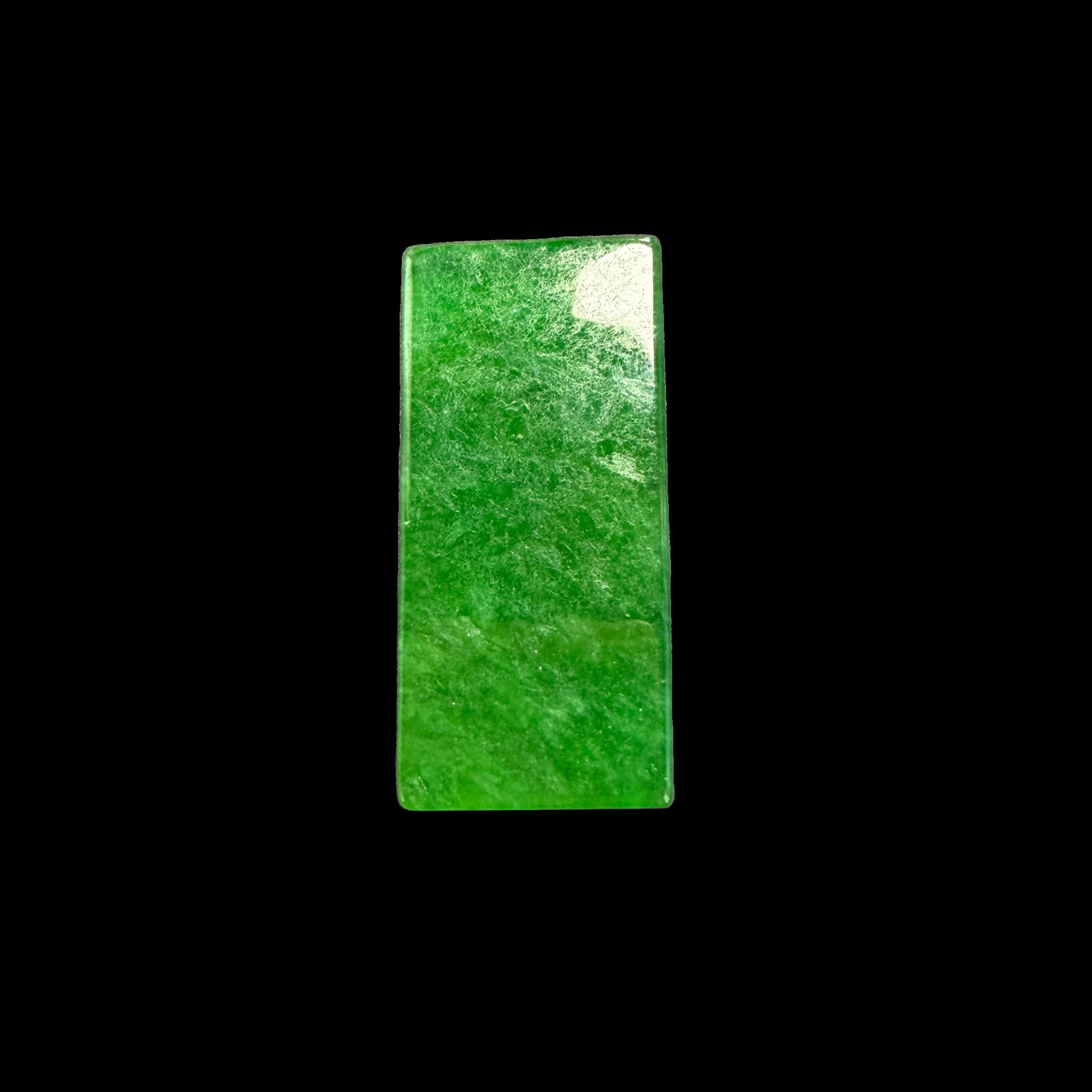 Imperial Green Jadeite Rectangular Pendant, Carved Jade Plaque, Approx. 3.0 cm, 4.9 g: Expertly crafted from Imperial Green jadeite, this pendant features a classic rectangular plaque design, admired for its clean lines and timeless elegance in traditional jade craftsmanship. The rich g