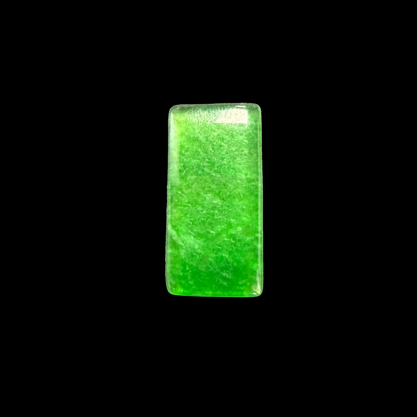 Imperial Green Jadeite Rectangular Pendant, Carved Jade Plaque, Approx. 2.0 cm, 1 g: Expertly crafted from Imperial Green jadeite, this pendant features a classic rectangular plaque design with clean lines and a refined minimalist aesthetic. The rich green color and polished finish en