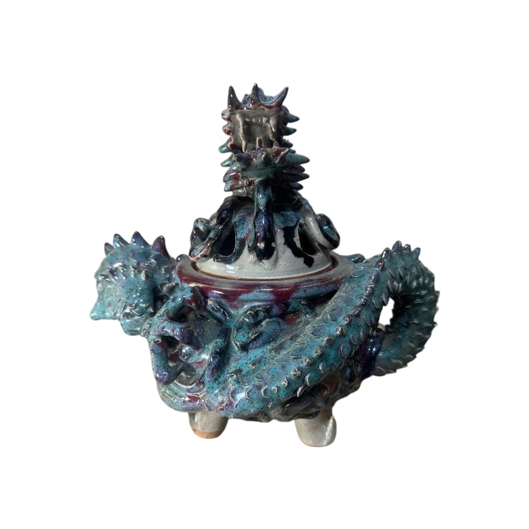 Ueno Ware, Third Generation Yamaoka Tetsuzan, Koshun Tetsuzan Kiln, Dragon-shaped Incense Burner (1 of 20)