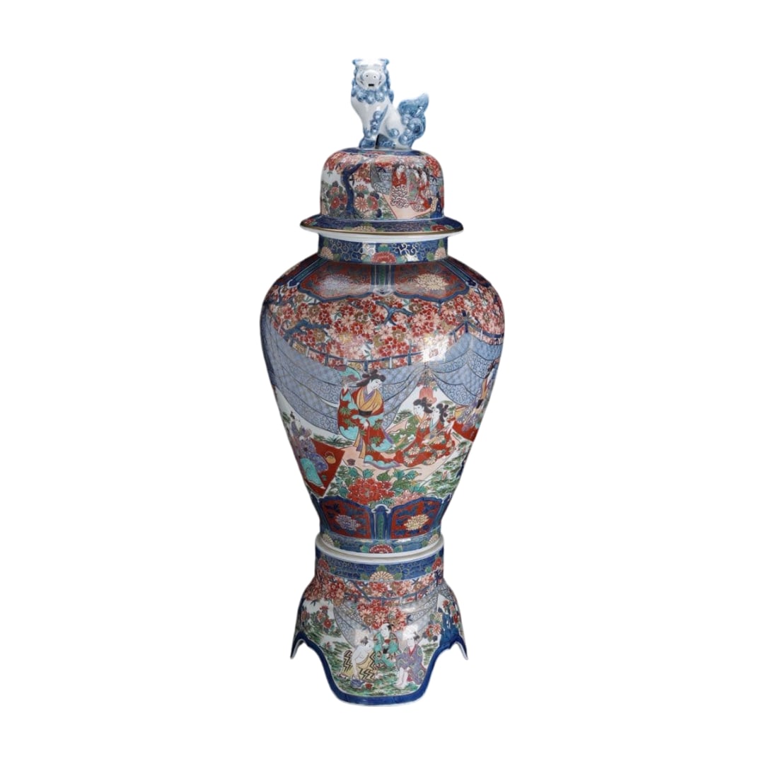 Arita ware, Mumeimon kiln, three-tiered vase, extra-large size 114cm, decorative vase with painted (1 of 19)