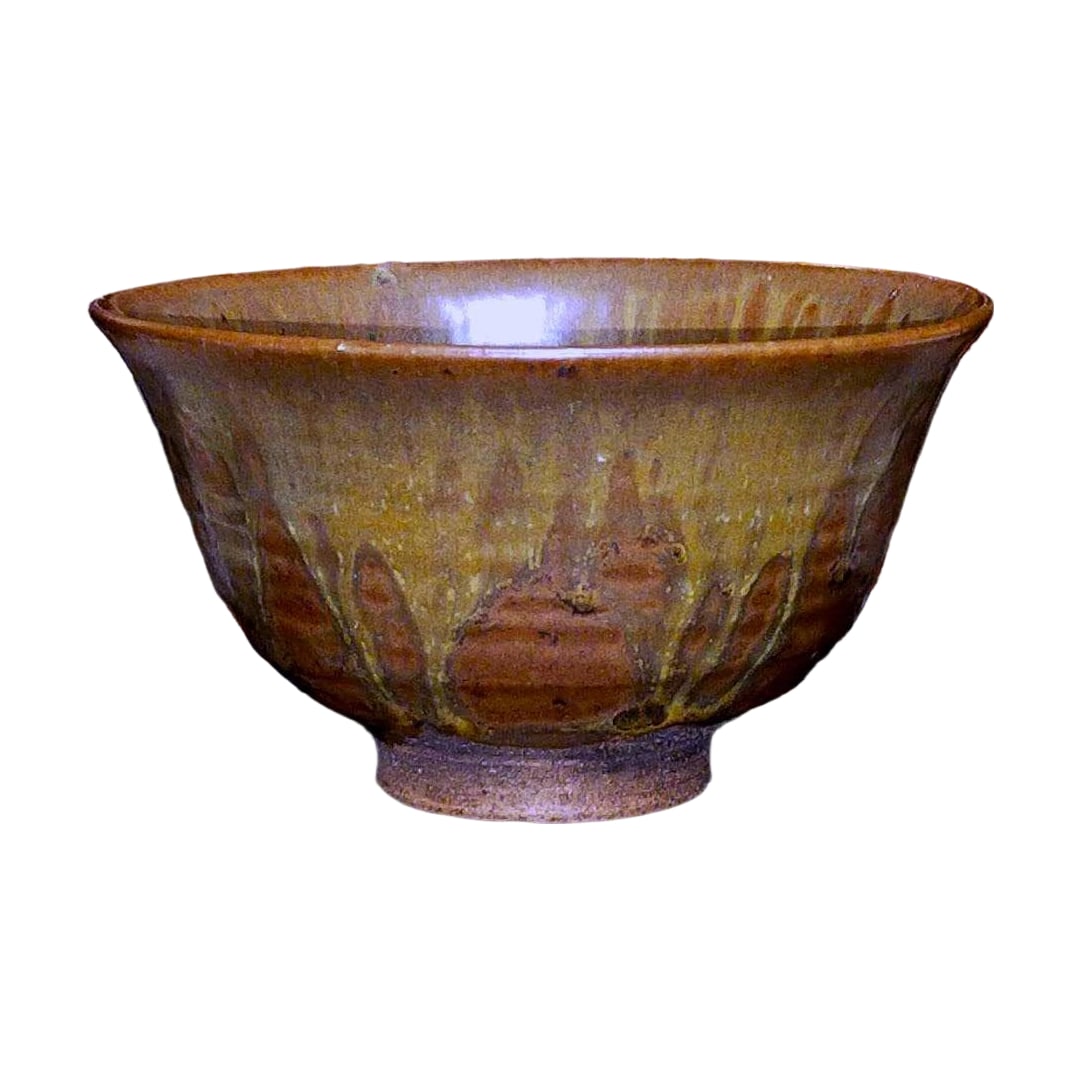 Tea bowl with persimmon wood pattern, accompanied by a paulownia wood box.: Persimmon Wood Pattern Tea Bowl, accompanied by a Paulownia Wood Box, Antique Item, in Perfect Condition. The Paulownia Wood Box is not the same as the original packaging box. Brand new and unused, fe
