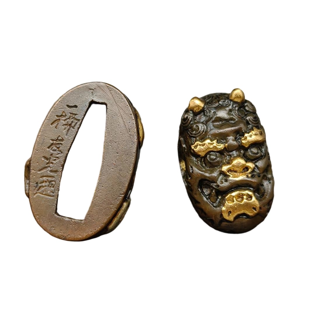 Copper Base with Gilt and Silver-Plated Oni Mask Design (1 of 7)