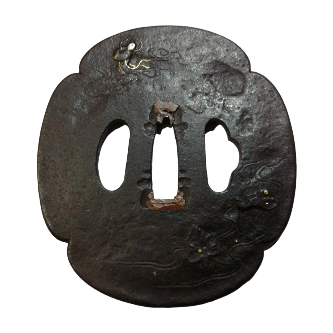 Sword Guard (Tsuba) Design: Celestial Maiden with Feathered Robe Gold Inlay Constellation (1 of 20)