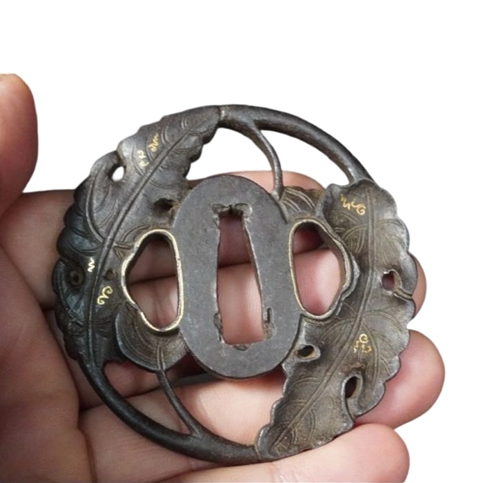 Sword with Iron Tsuba and Gold Inlay, Martial Equipment, Sword Fittings (1 of 11)