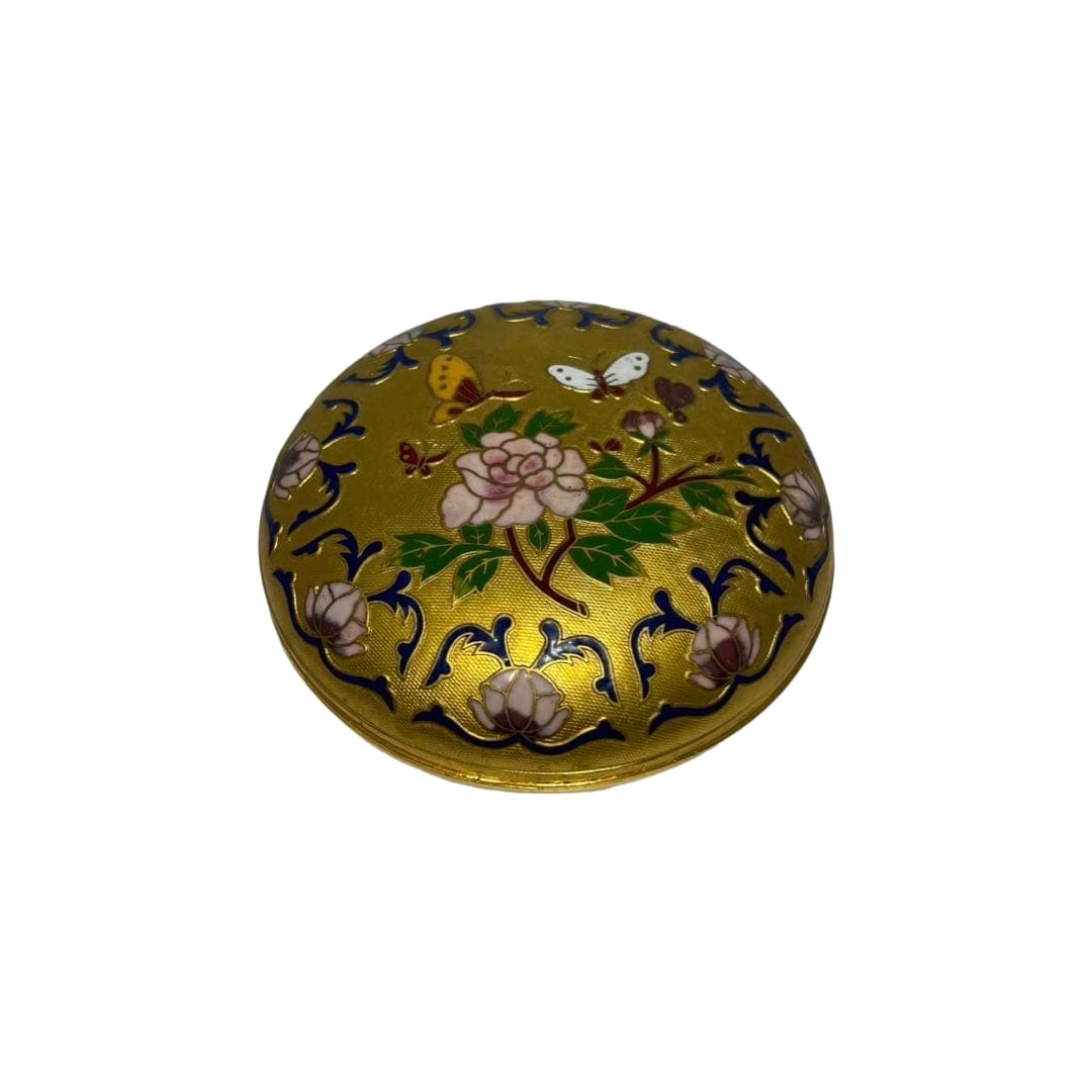 Butterfly and Floral Pattern Gilt Incense Container Metalwork Tea Ceremony Utensil Tea Ware (1 of 6)
