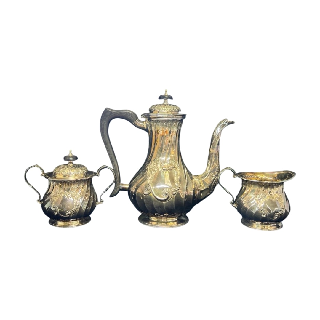 French-made R & B Minerva mark 1420g gilt silver tea set (1 of 20)