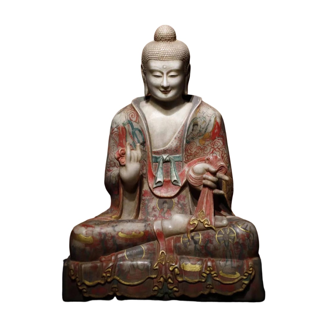 Marble Painted Buddha Statue (1 of 10)