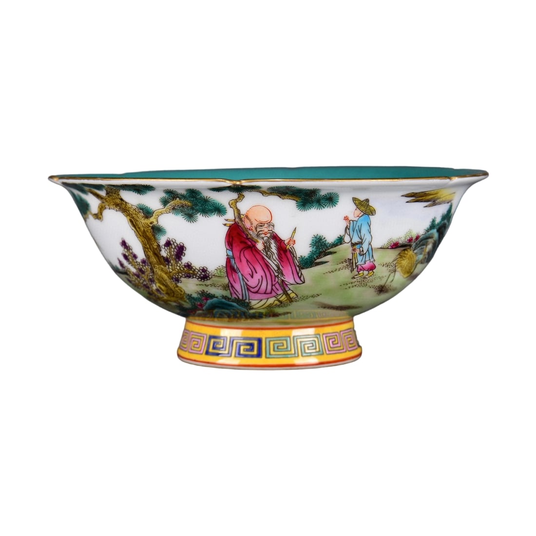 Qianlong Period Famille Rose Story Scene Stem Bowl: This Famille Rose stem bowl from the Qianlong period is crafted with exquisite skill and vibrant colors, depicting lively story scenes. The bowl features finely detailed painting, with lifelike