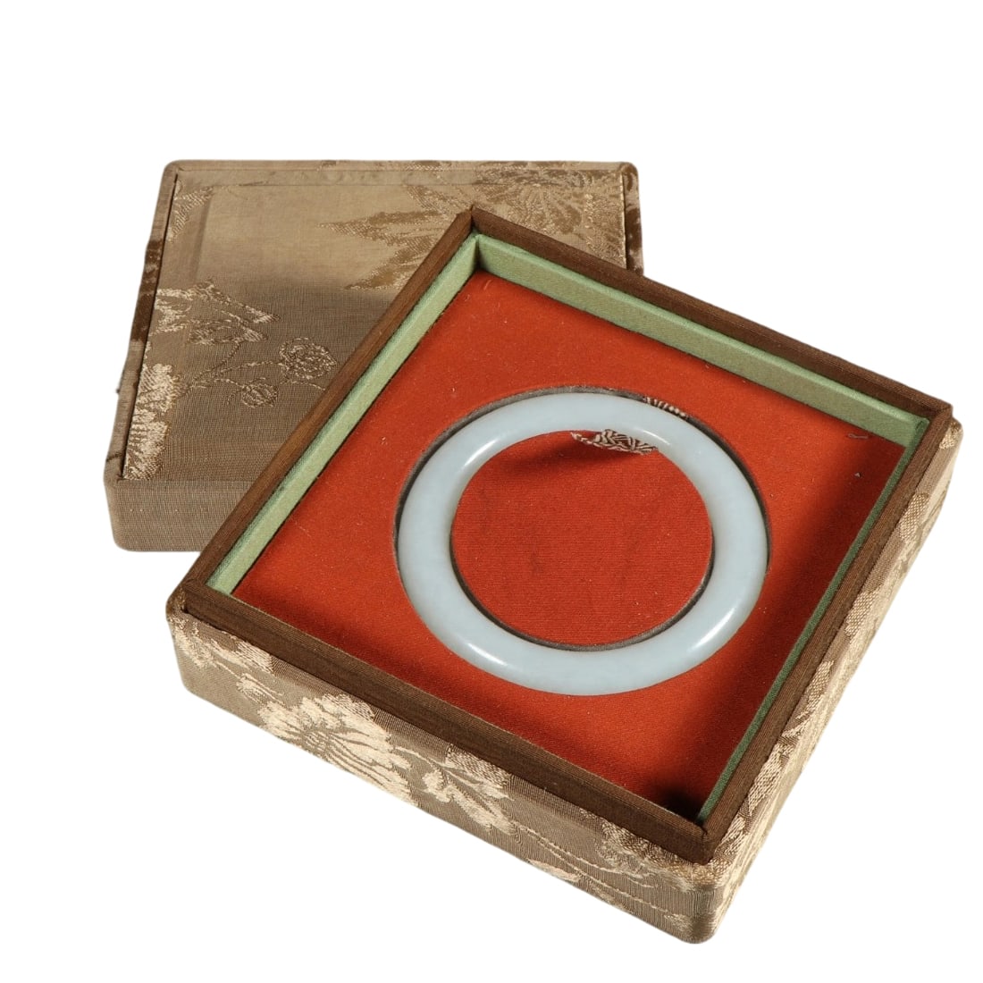 Qing Dynasty Hetian White Jade Round Bangle: This bangle is crafted from high-quality Hetian white jade, with a smooth and delicate texture and a pure white color. The round design is simple and elegant, reflecting the graceful style of Qing