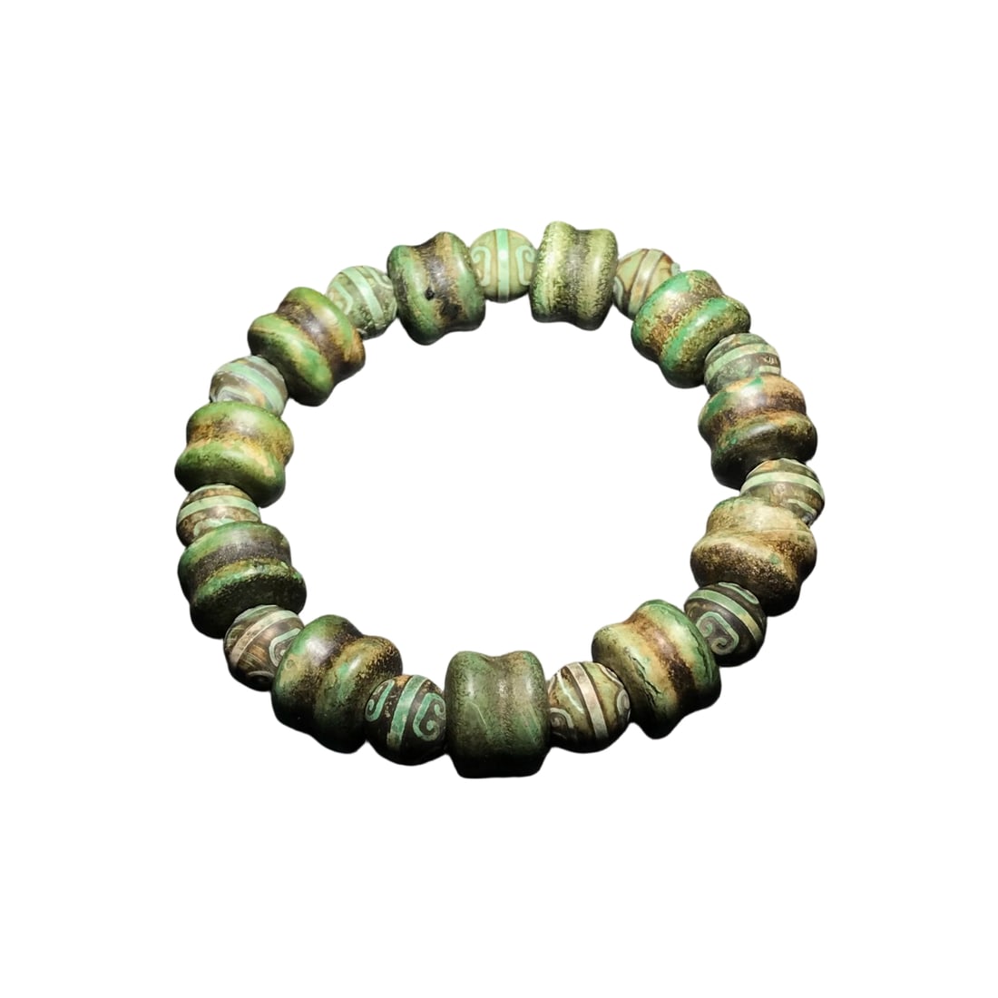Qingke Old Agate Dzi Bead Bracelet (1 of 10)