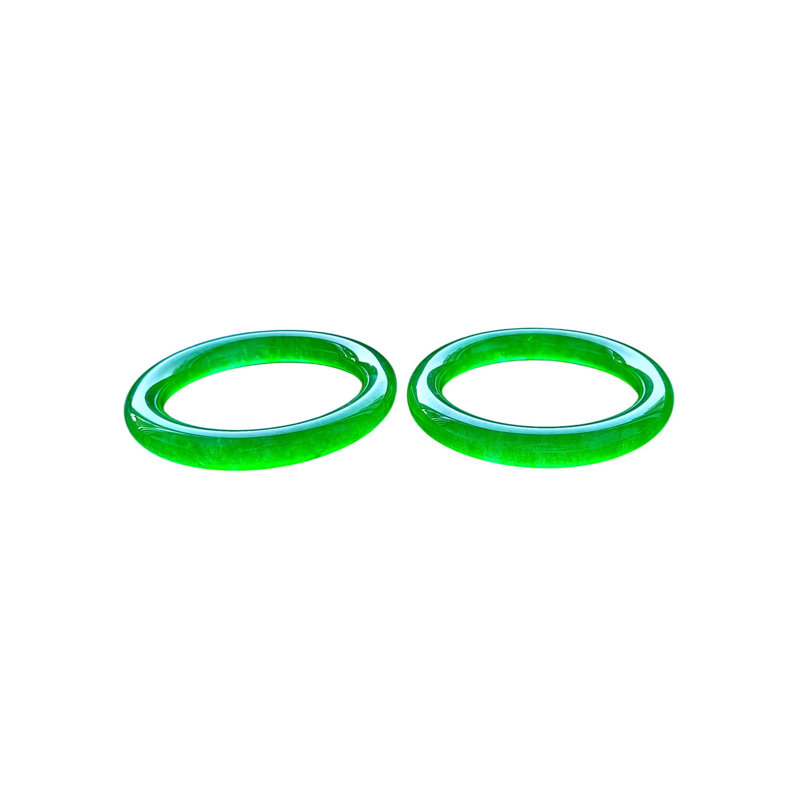 Imperial Green Jadeite Bangles of Dragon Stone Type (1 of 9)