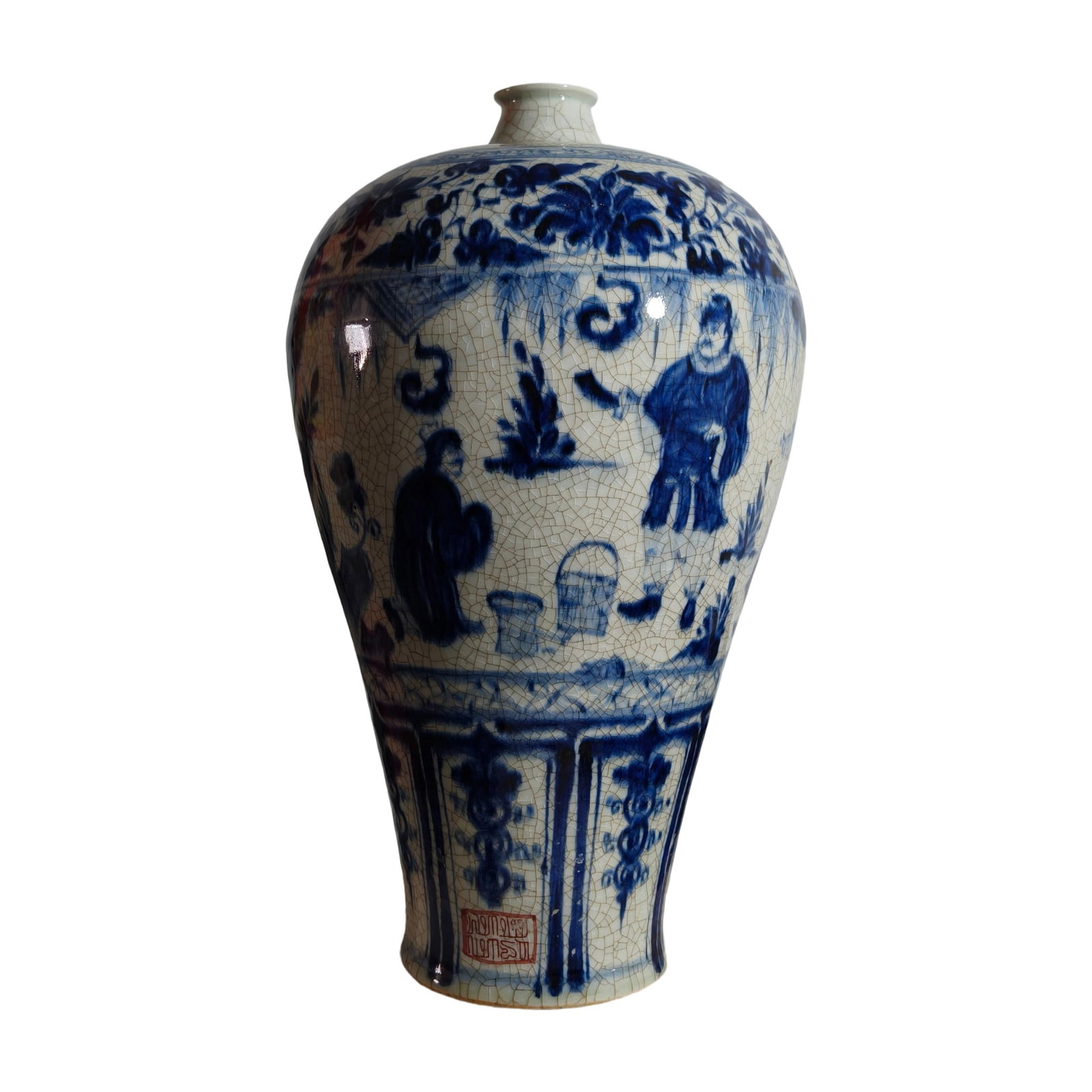 Yuan Dynasty Blue and White Figure Meiping Vase (1 of 10)