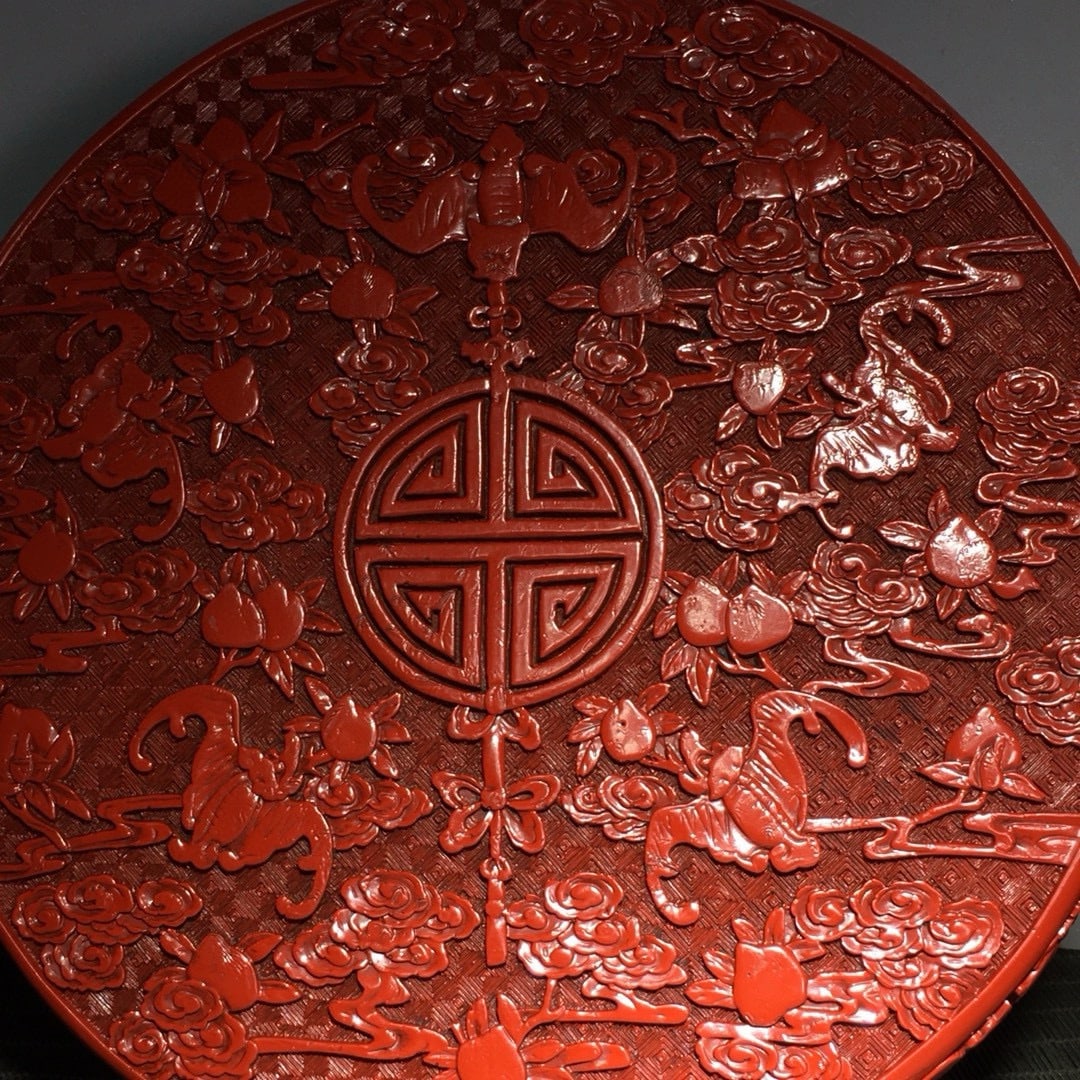 Carved Red Lacquer Box - 5