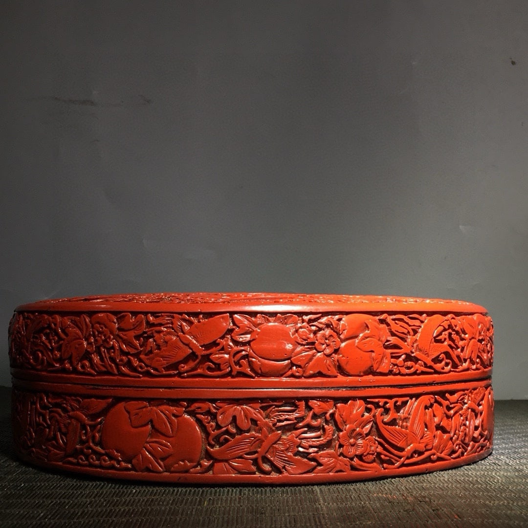 Carved Red Lacquer Box - 8