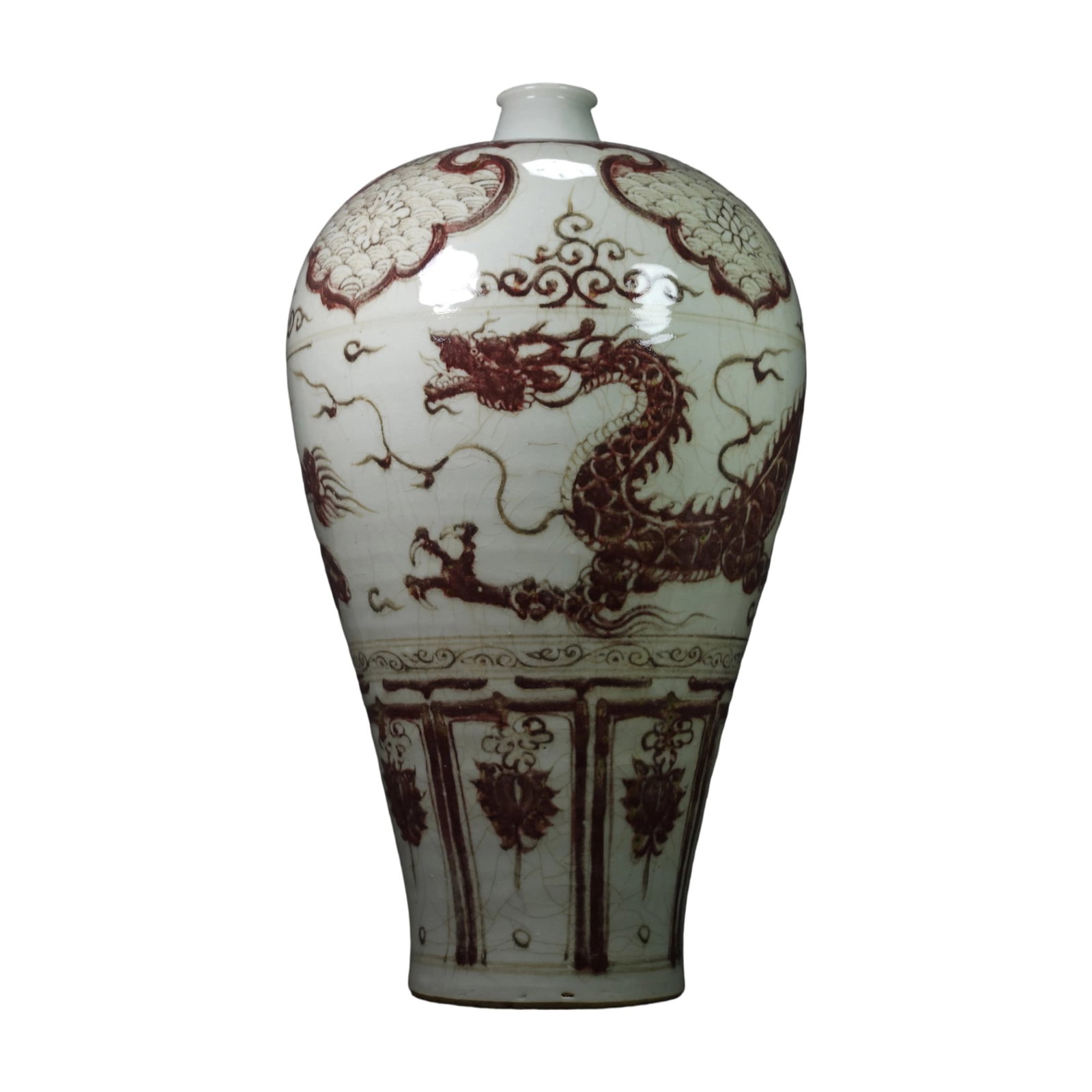 Yuan Dynasty Underglaze Red Dragon Pattern Meiping Vase (1 of 10)