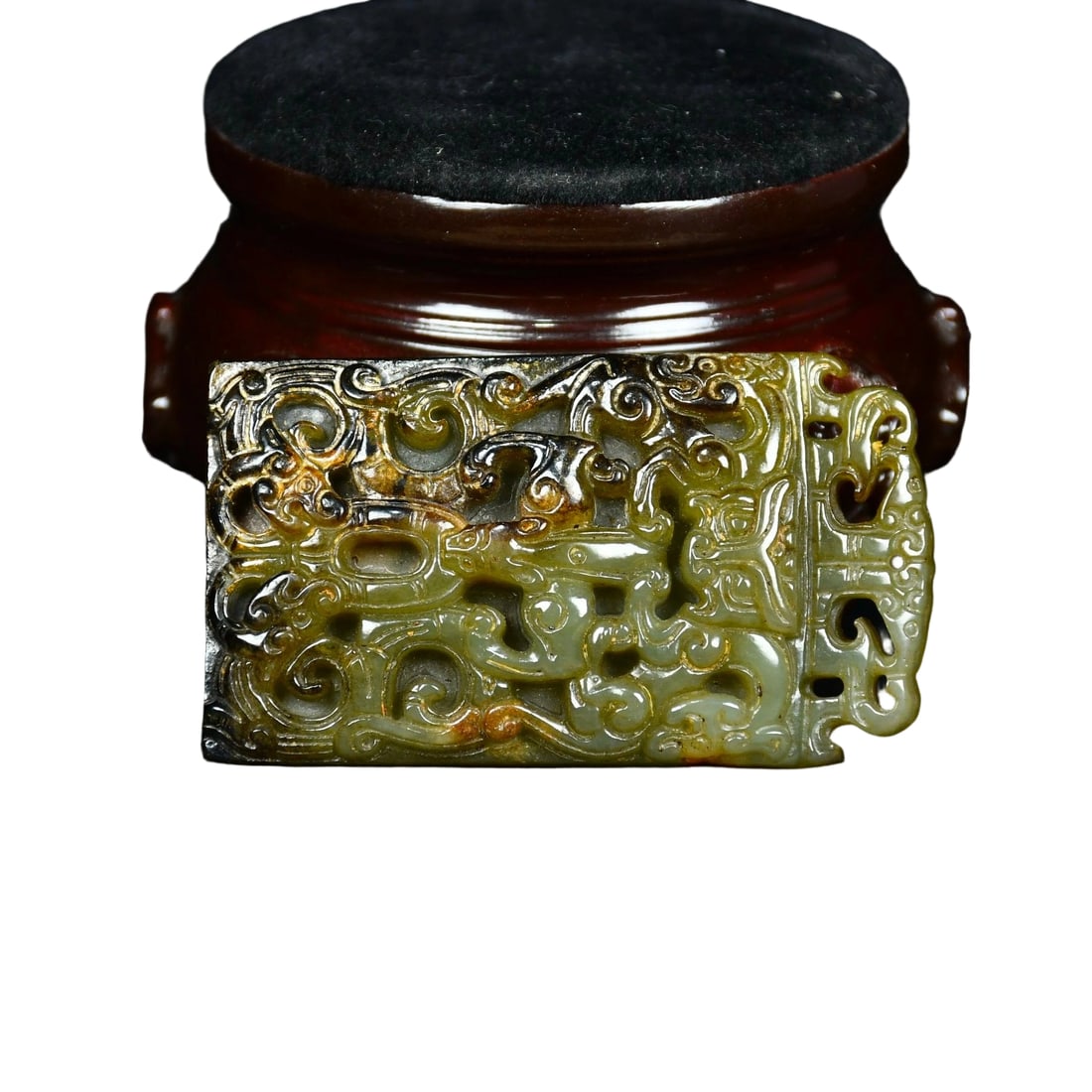 Hetian Jade Openwork Taotie Dragon and Phoenix Pendant (1 of 10)