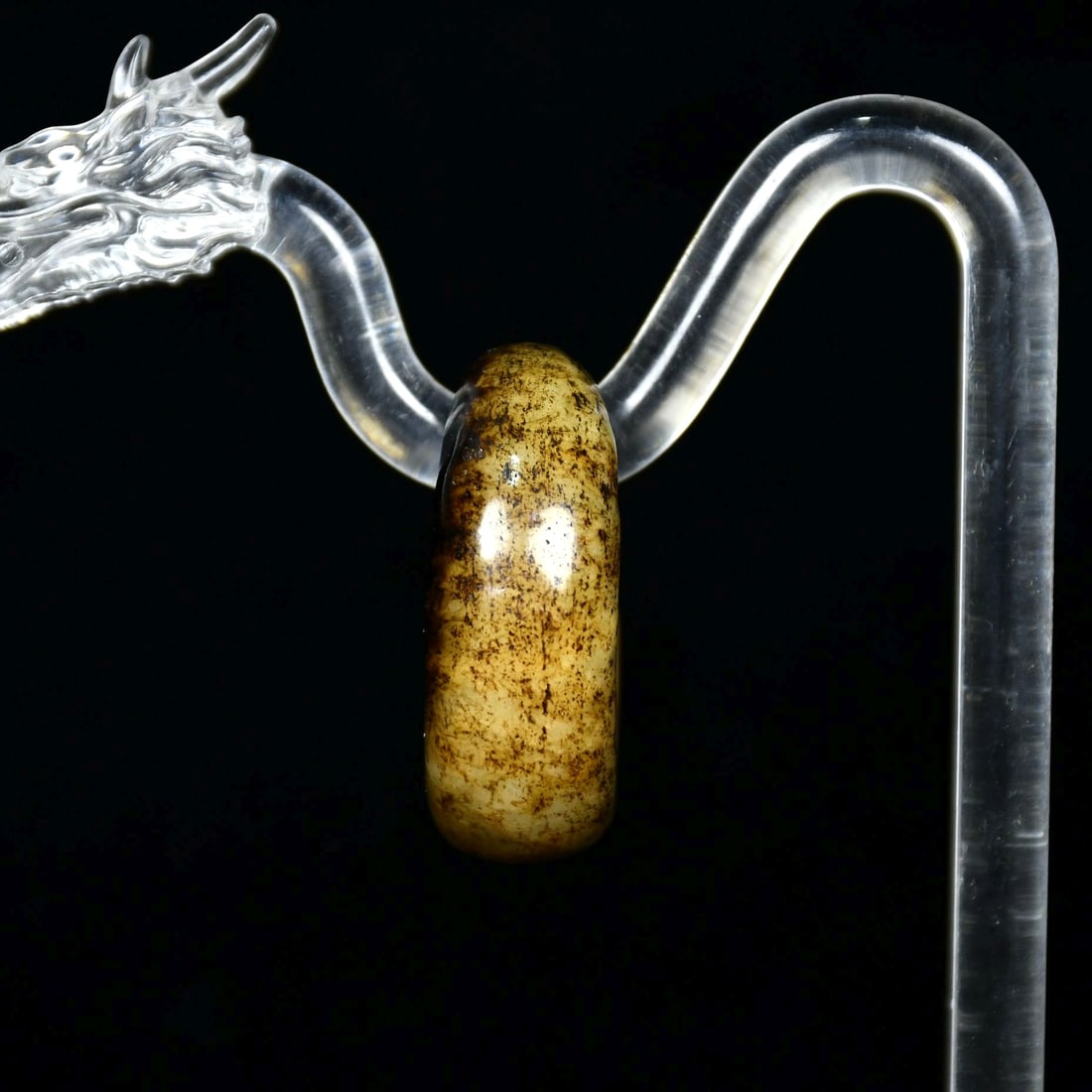 Hetian Jade Dragon Biting Tail Ring - 5