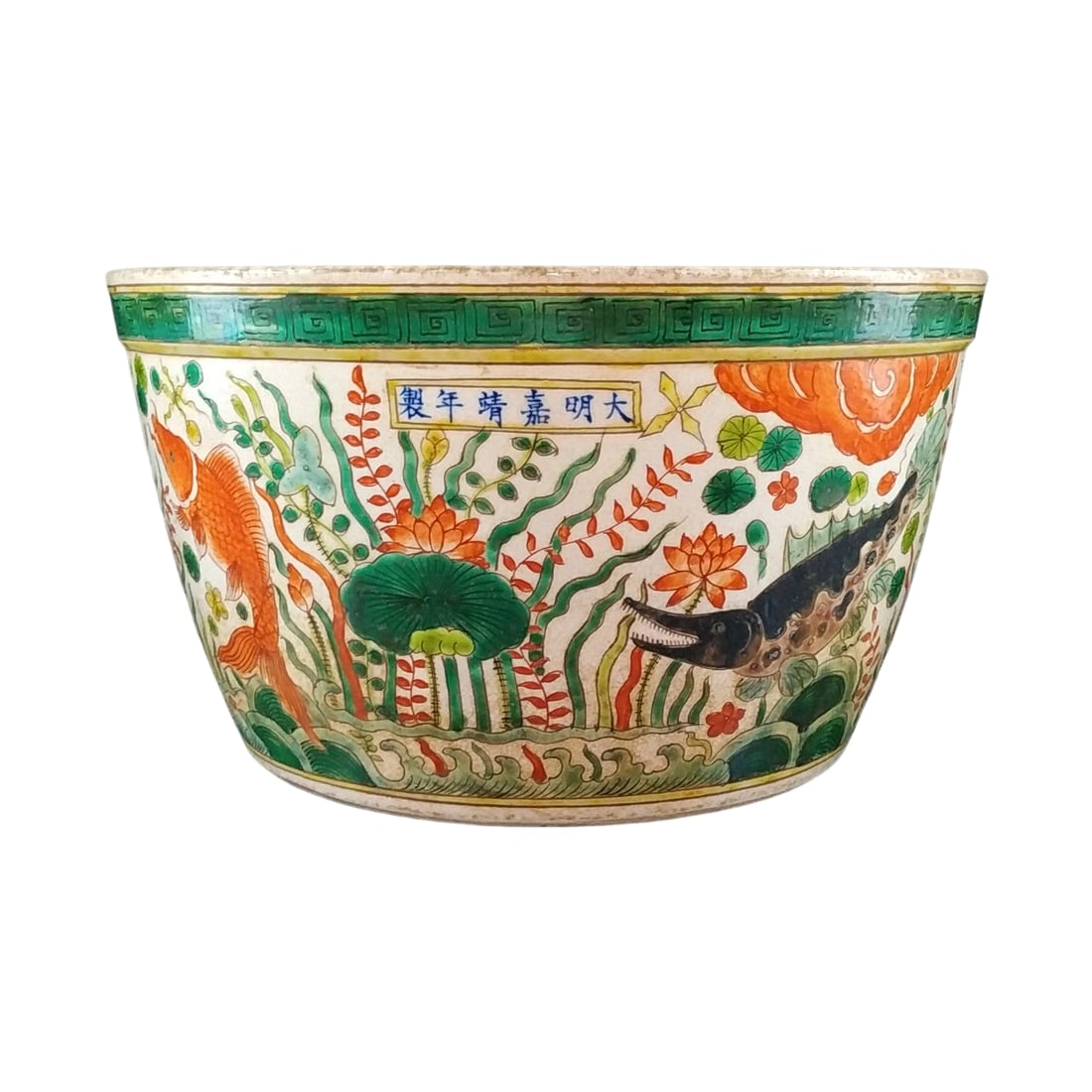 Ming Dynasty Jiajing Wucai Fish and Grass Motif Jar (1 of 10)