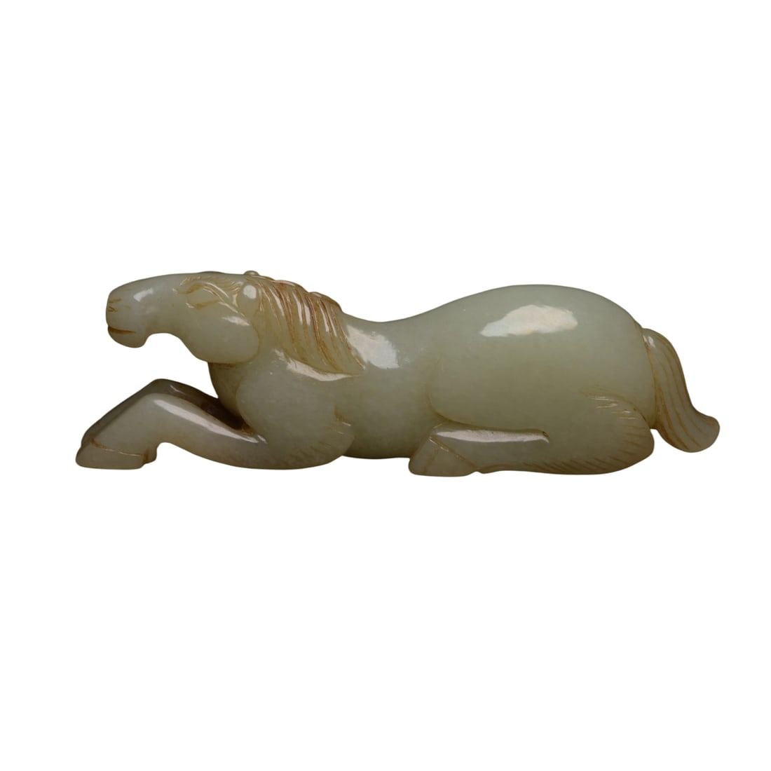 Hetian Jade Horse: This Hetian jade horse features exquisite craftsmanship with smooth lines and a delicate, warm texture characteristic of Hetian jade. The horse's lively form exudes dynamism, showcasing the artisan's