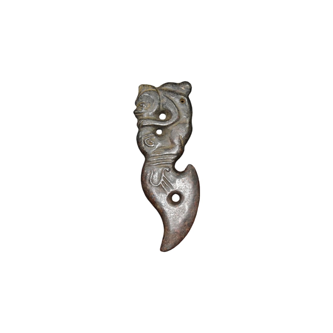 Old Jade Dragon Axe: This old jade dragon axe showcases the exquisite craftsmanship of ancient artisans. The jade is smooth and the patterns are fluid, making it highly valuable for collectors. 1247g