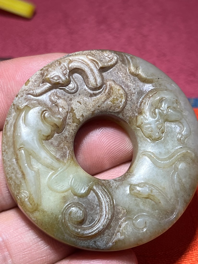 Hetian Jade Chilong Pattern Bi - 2