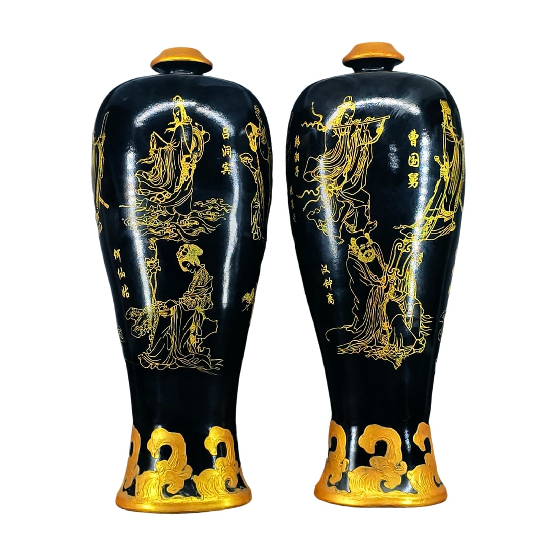 Song Dynasty Jun Kiln Gold-Rimmed Eight Immortals Carved Meiping Vase (1 of 10)