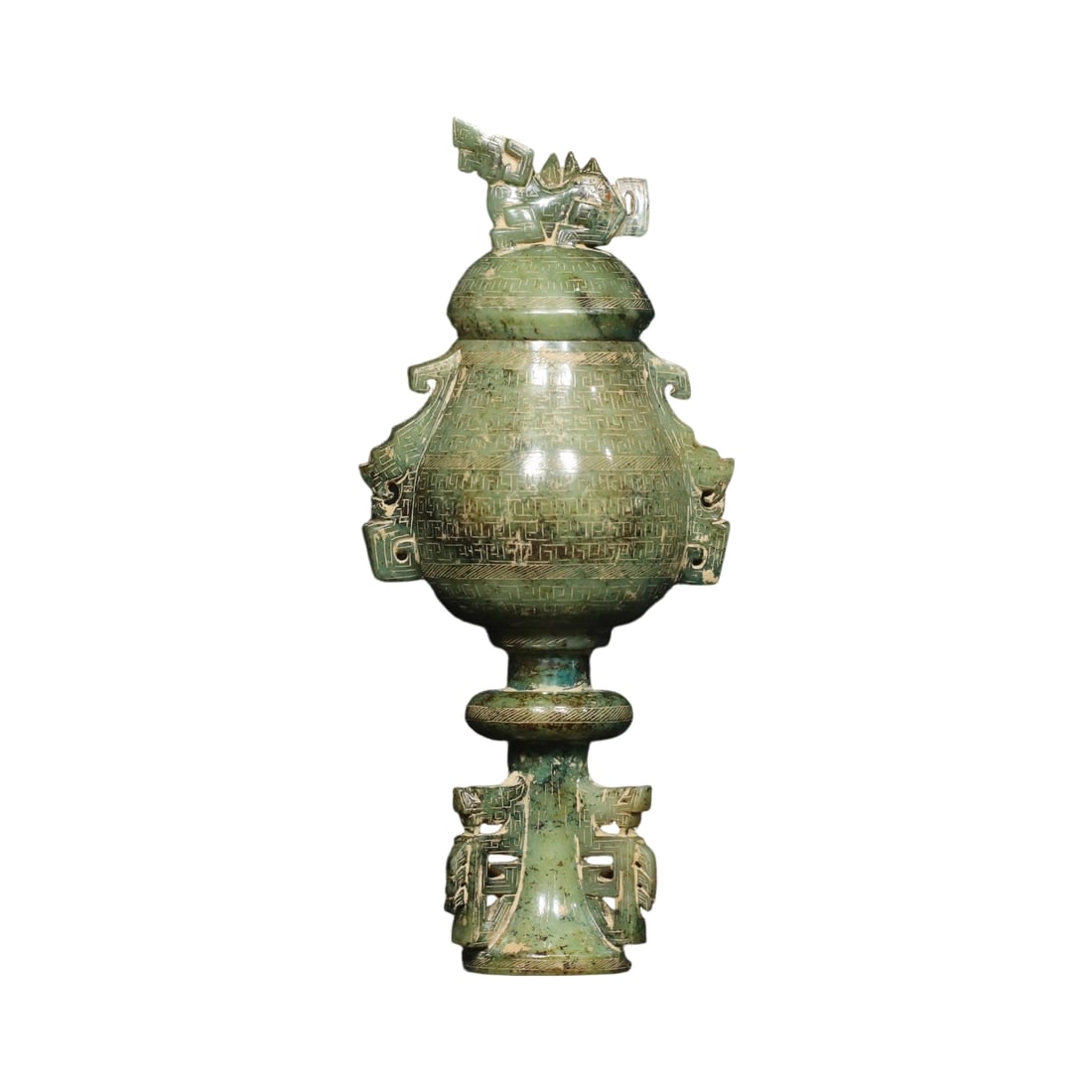 Qin Dynasty Hetian Jade Double Dragon Ear Vase (1 of 11)