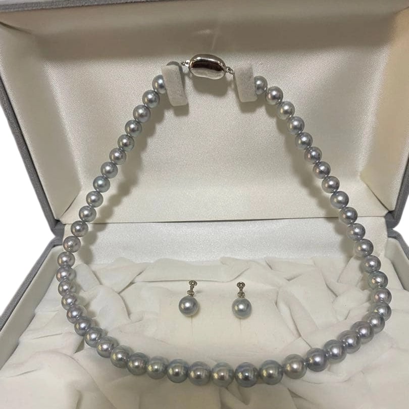Akoya Pearl Necklace and Mabe Pearl Earrings K14 Set (1 of 7)