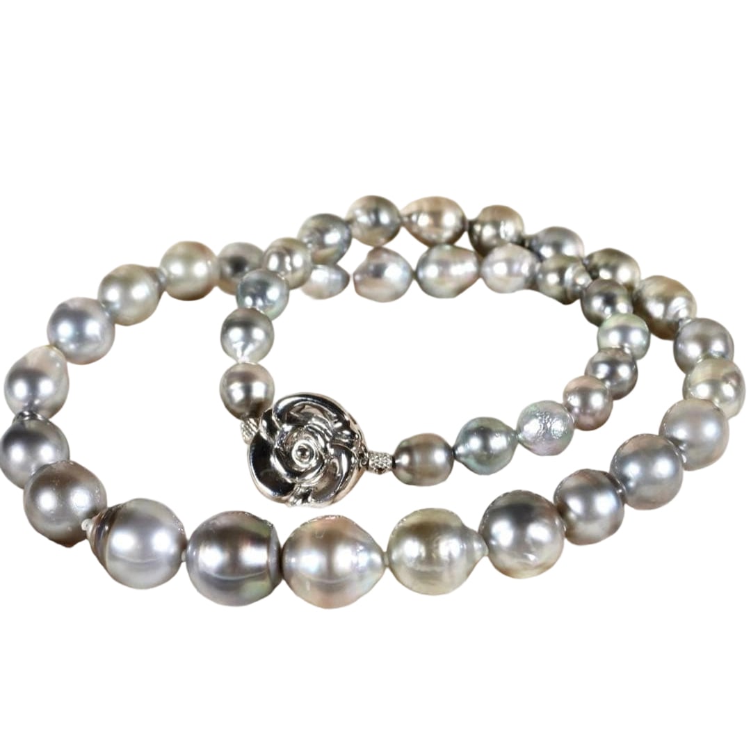 Black Pearl Necklace: Black Pearl Necklace with Silver Hallmark Please carefully review the images for details.