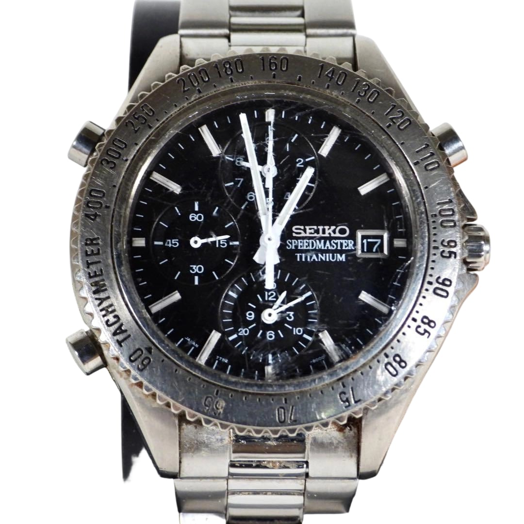 Seiko Speedmaster 7T52 8000 Chronograph Titanium: SEIKO 7T52 8000 SBBT029 Speedmaster Titanium The World's First 1/100 Second Chronograph Titanium SEIKO Speedmaster Regarding size notation, irregularly shaped items will be marked with the maximum