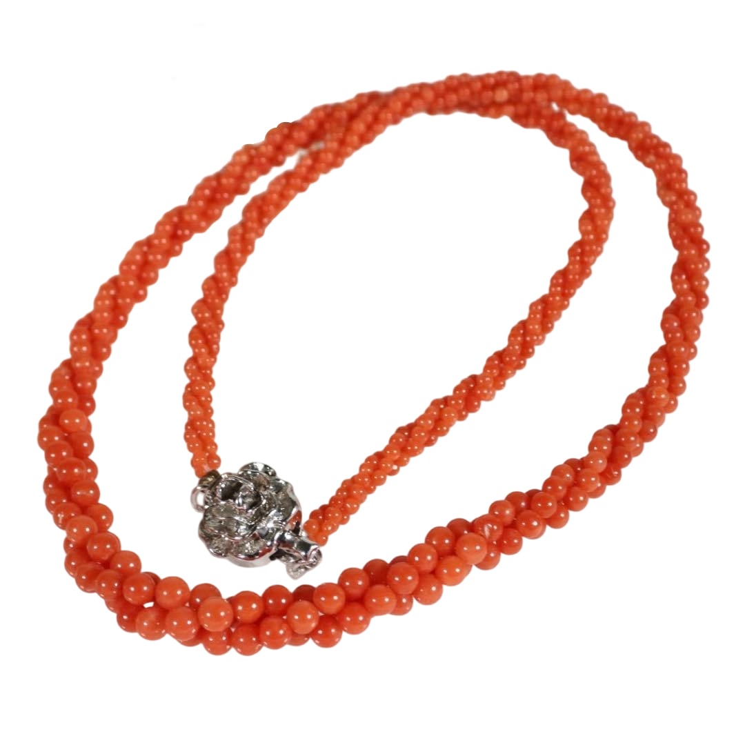Coral: Red Coral Triple Strand Necklace Jewelry (1 of 13)