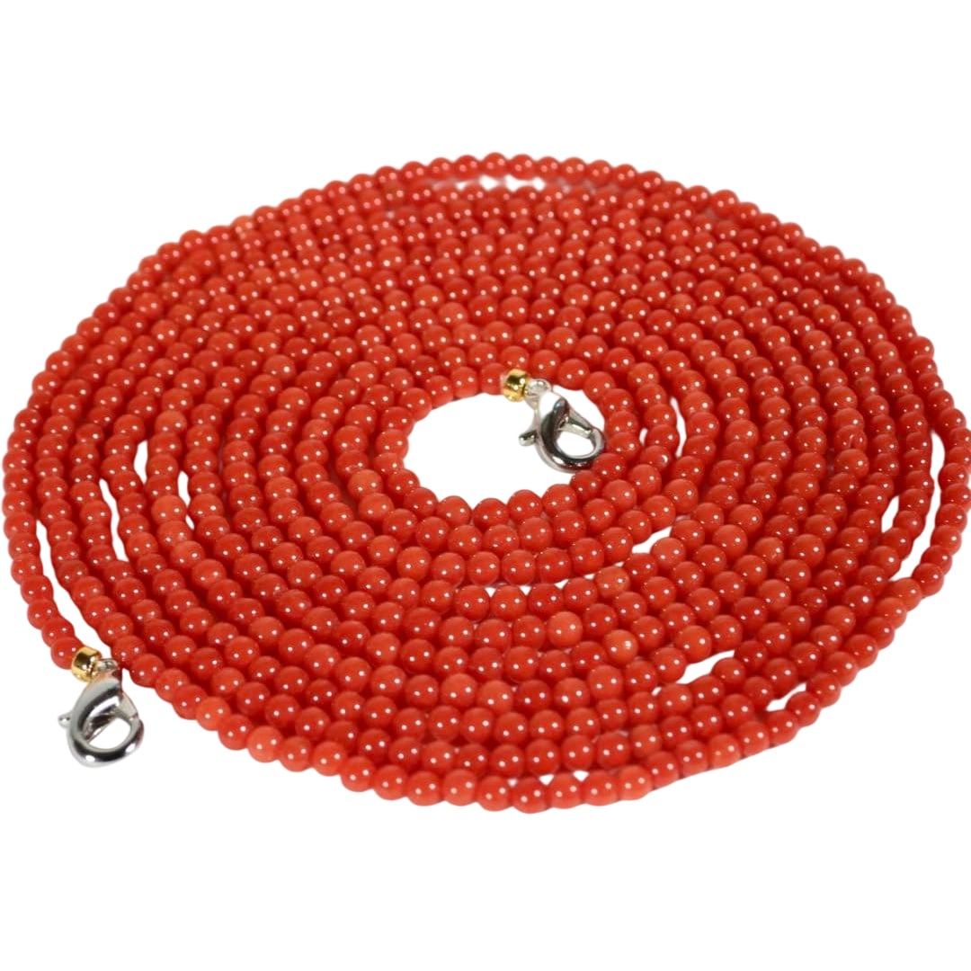 Natural Coral, Extra Long Red Coral Necklace (1 of 12)
