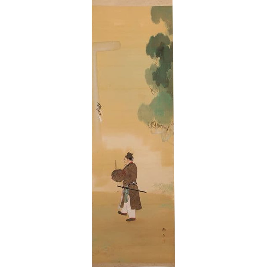Japanese Painting by Koyama Eitatsu, "Waki no Kiyomaro", Silk Scroll Hanging: Japanese Painting by Koyama Eitatsu, "Waki no Kiyomaro", Silk Hanging Scroll, Original Box. Japanese painter from the Meiji to Showa period. Mounting Dimensions (excluding cord and roller ends): Appro