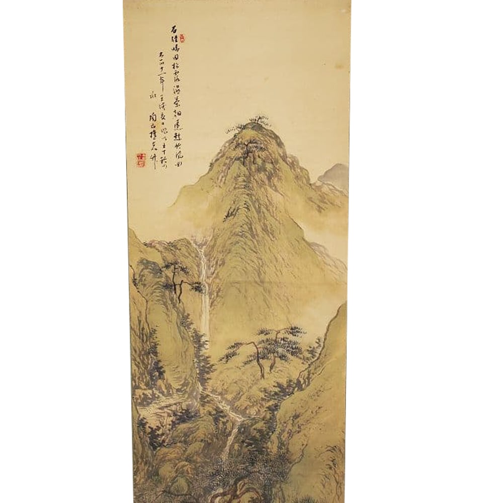 Over 100 years ago, Tao Shan Shu landscape painting, Taisho period, silk scroll. (1 of 13)