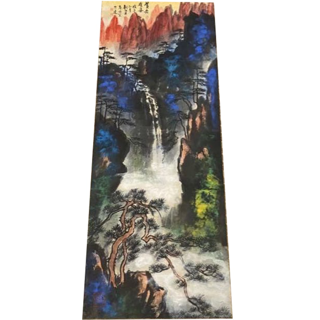 From an Old Family Collection: Chinese Calligraphy Hanging Scroll, Inscribed, Hand-Painted: Dimensions of the paper: 42 x 110 cm