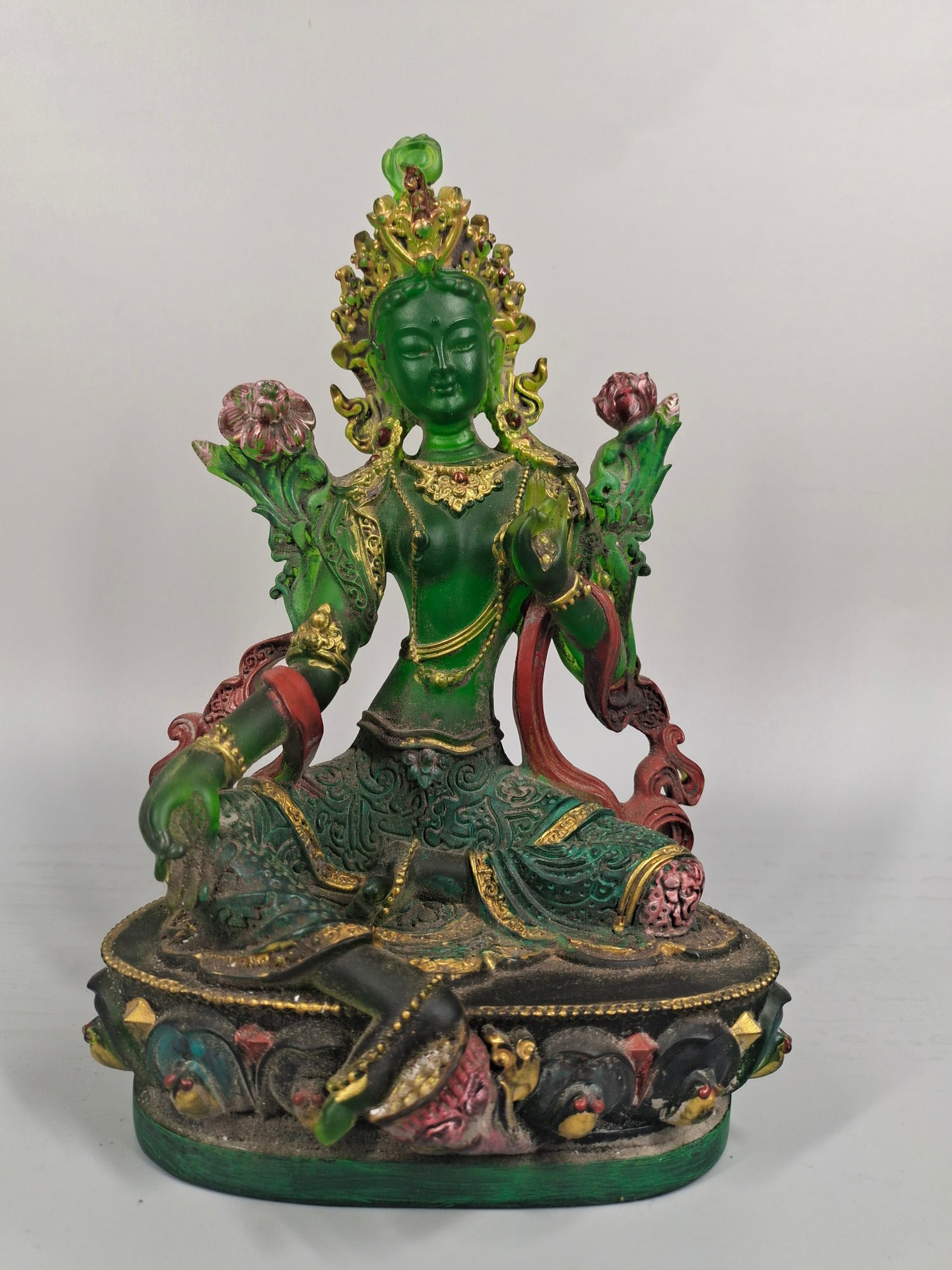 Glazed Painted Buddha Statue - 2