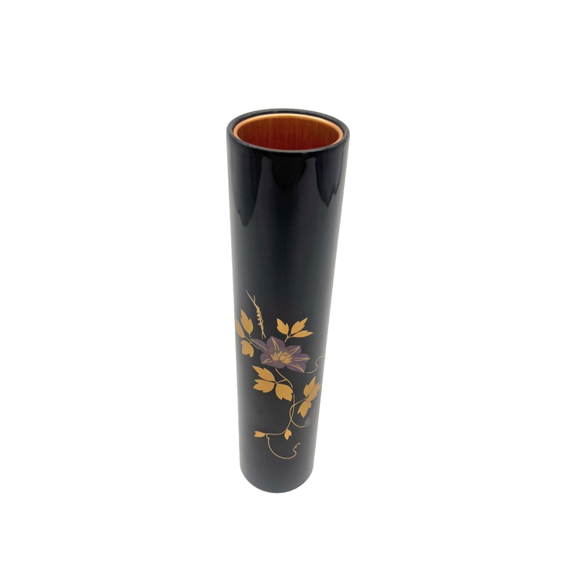 Japanese Wajima Lacquerware Flower Vase / Ichirin-zashi (Single Flower Vase): Japanese Wajima Lacquerware Flower Vase / Ichirin-zashi Dimensions: Diameter 6 cm, Height 26 cm, Weight 395 g This piece is a Japanese Wajima lacquerware flower vase, known as an ichirin-zashi, origin