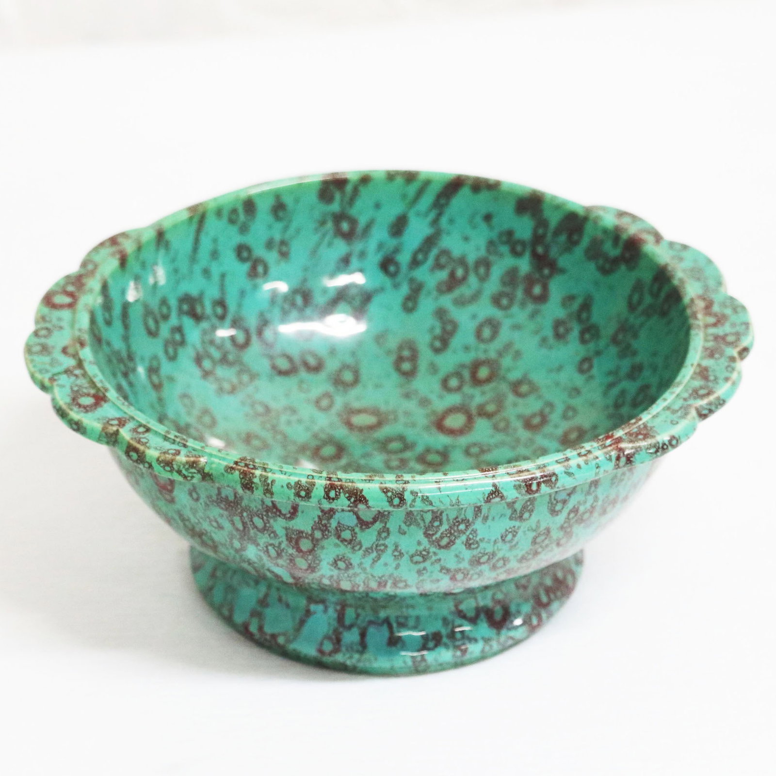 A Qing Dynasty, Qianlong Mark and Period, Jun Ware Bowl with Floral Rim and High Foot.: Qing Dynasty, Qianlong Mark and Period, Jun Glaze Flower-Mouth Stem Bowl Material: Fine Porcelain Clay Dimensions: Diameter 11cm, Height 9cm, Weight 900g This Qing Dynasty, Qianlong Mark and Period, J