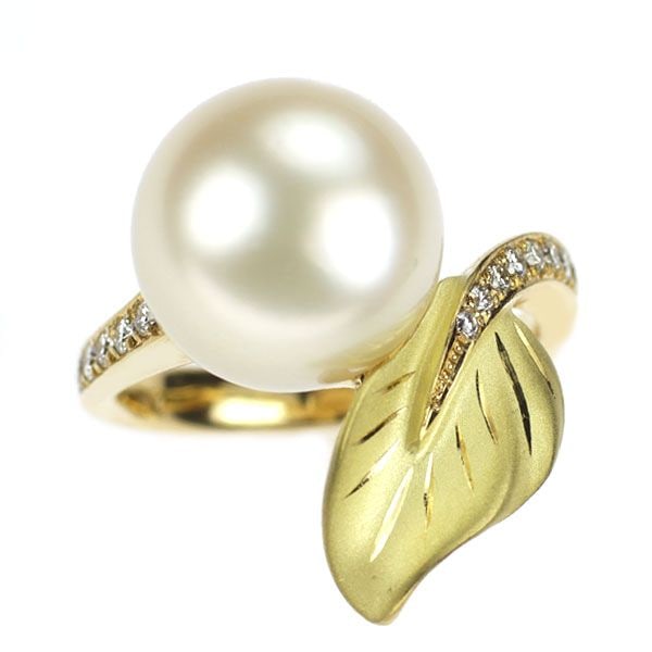 Second-hand - 18K Gold White South Sea Pearl Diamond Ring, Diameter Approximately 11.6mm, D0.14 (1 of 4)