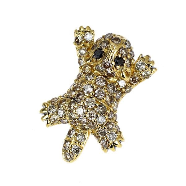 Pre-owned K18YG Diamond Pendant Top, Animal Motif, Flying Squirrel (1 of 3)