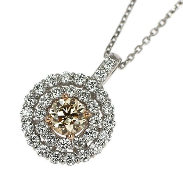 Pre-owned Pt900/K18PG/Pt850 Diamond Pendant Necklace 0.502 Carats D0.39 Carats (1 of 3)