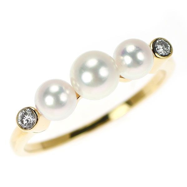 Pre-owned - Mikimoto K18YG Akoya Pearl Diamond Ring, Diameter approximately 4.0-4.9mm (1 of 3)
