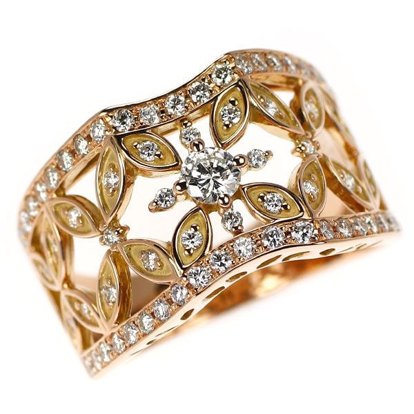Pre-owned K18PG Diamond Ring 0.13 Carat D0.48 Carat (1 of 4)