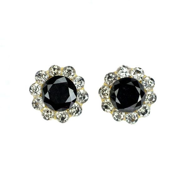 Pre-owned - Brand New K18YG Black/Colorless Diamond Earrings 0.52 Carats, Floral Shape (1 of 3)
